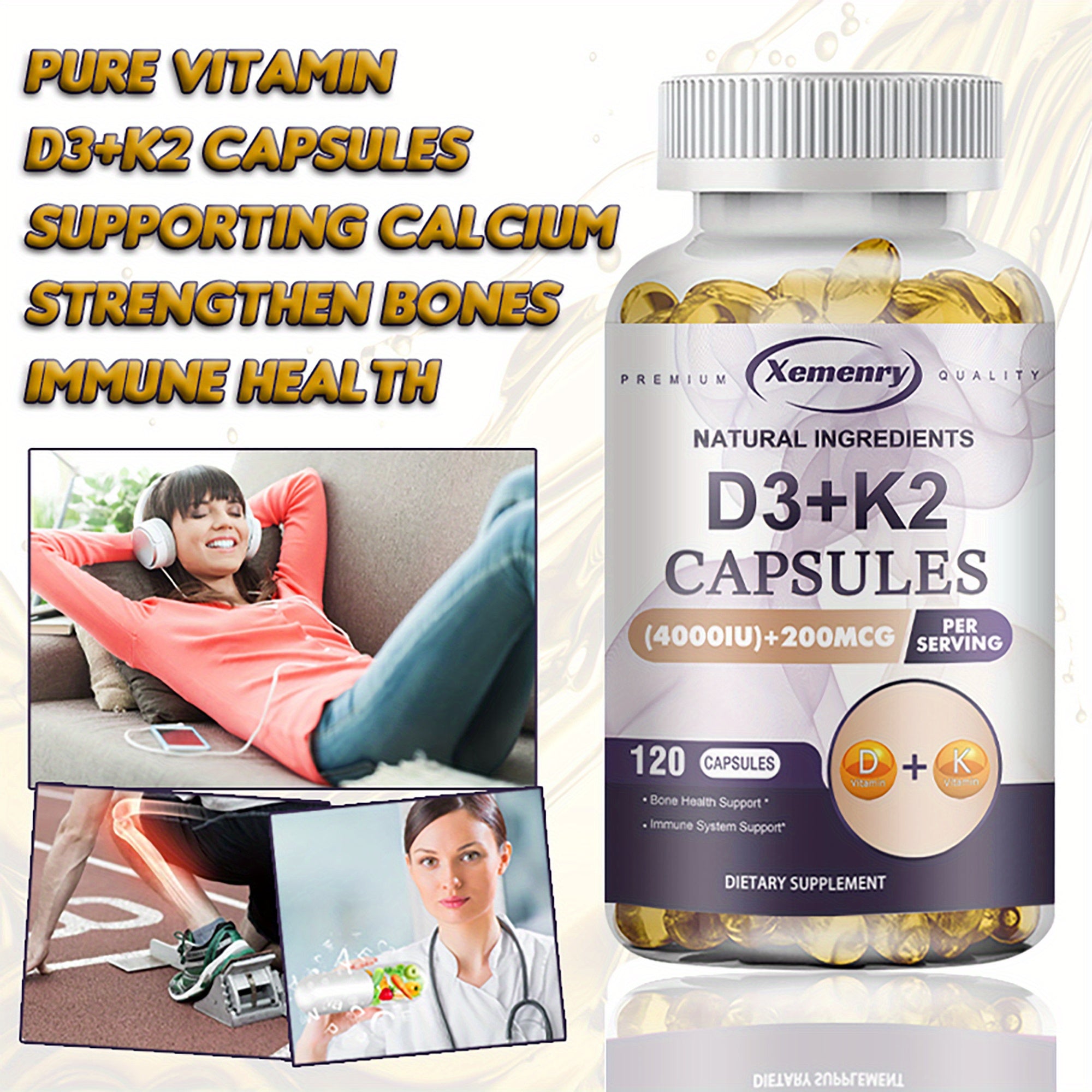 Vitamin D3 + K2 Daily Supplement