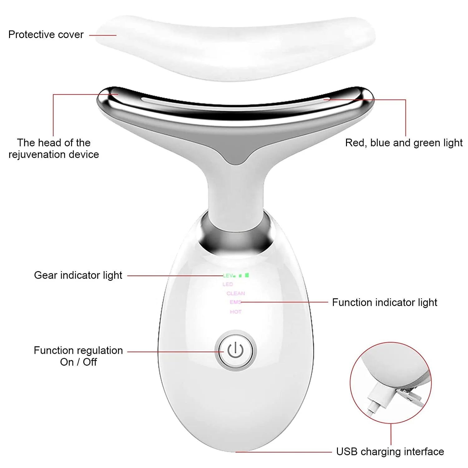 LED Face & Neck Skin Tightening Massager
