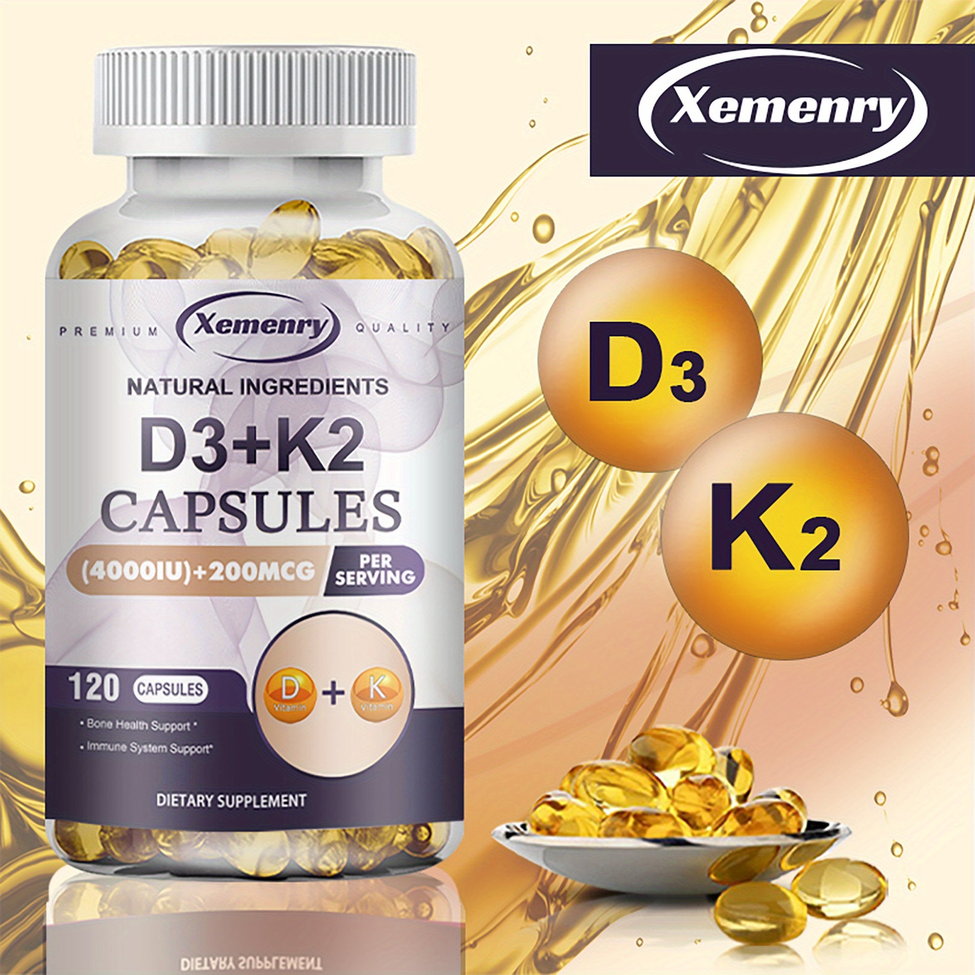 Vitamin D3 + K2 Daily Supplement