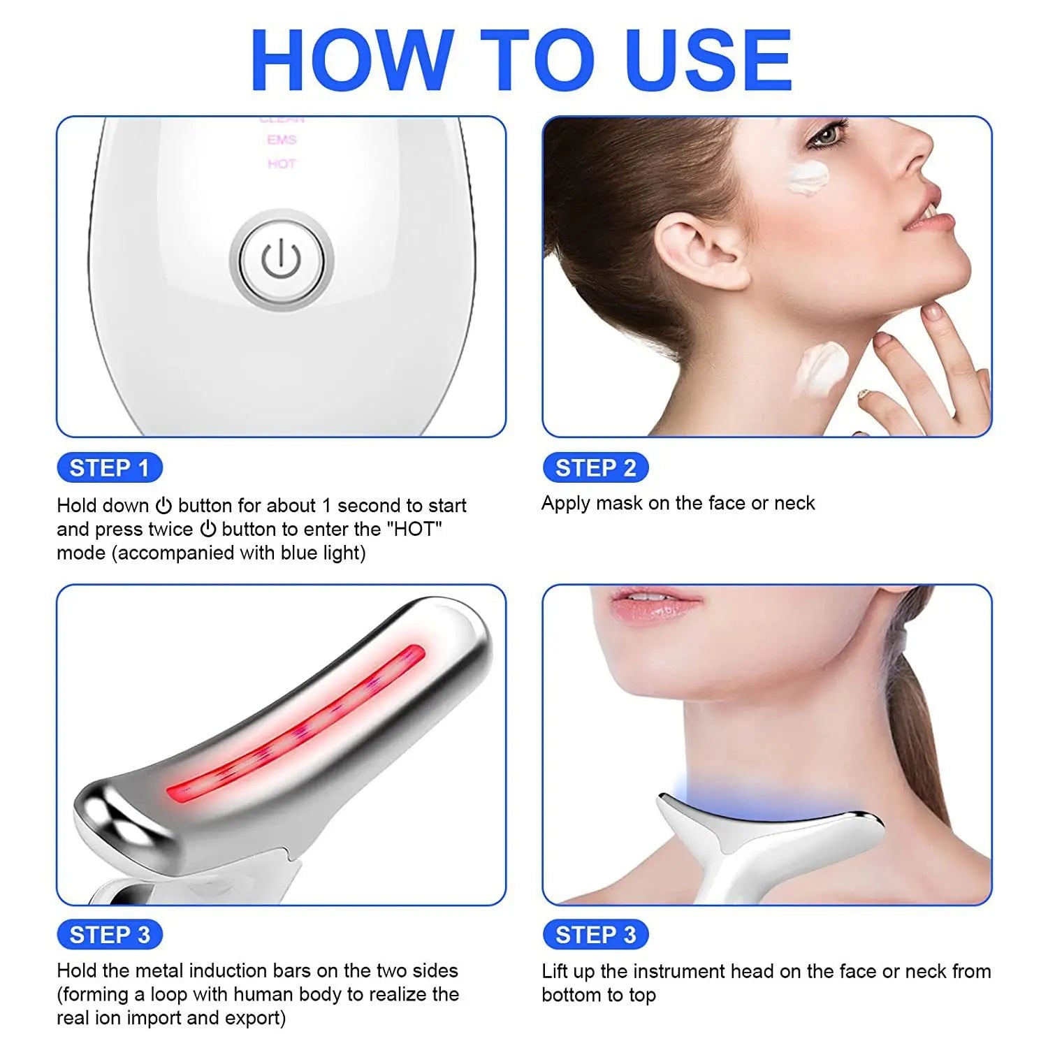 LED Face &amp; Neck Skin Tightening Massager
